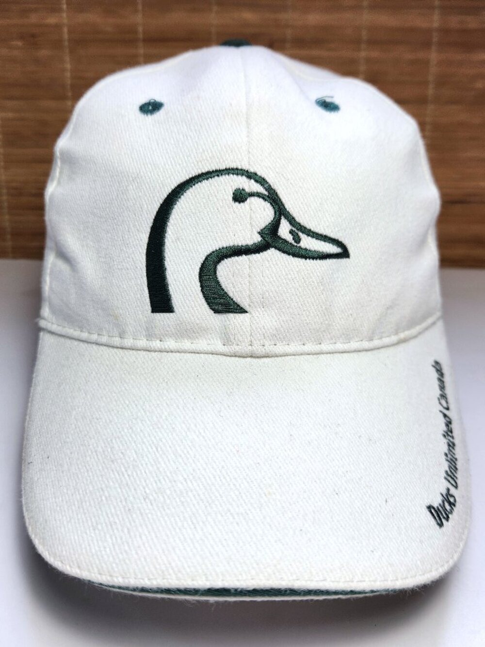 Ducks Unlimited Canada Crossed Flags Hat White Mallard Logo Adjustable OSFM